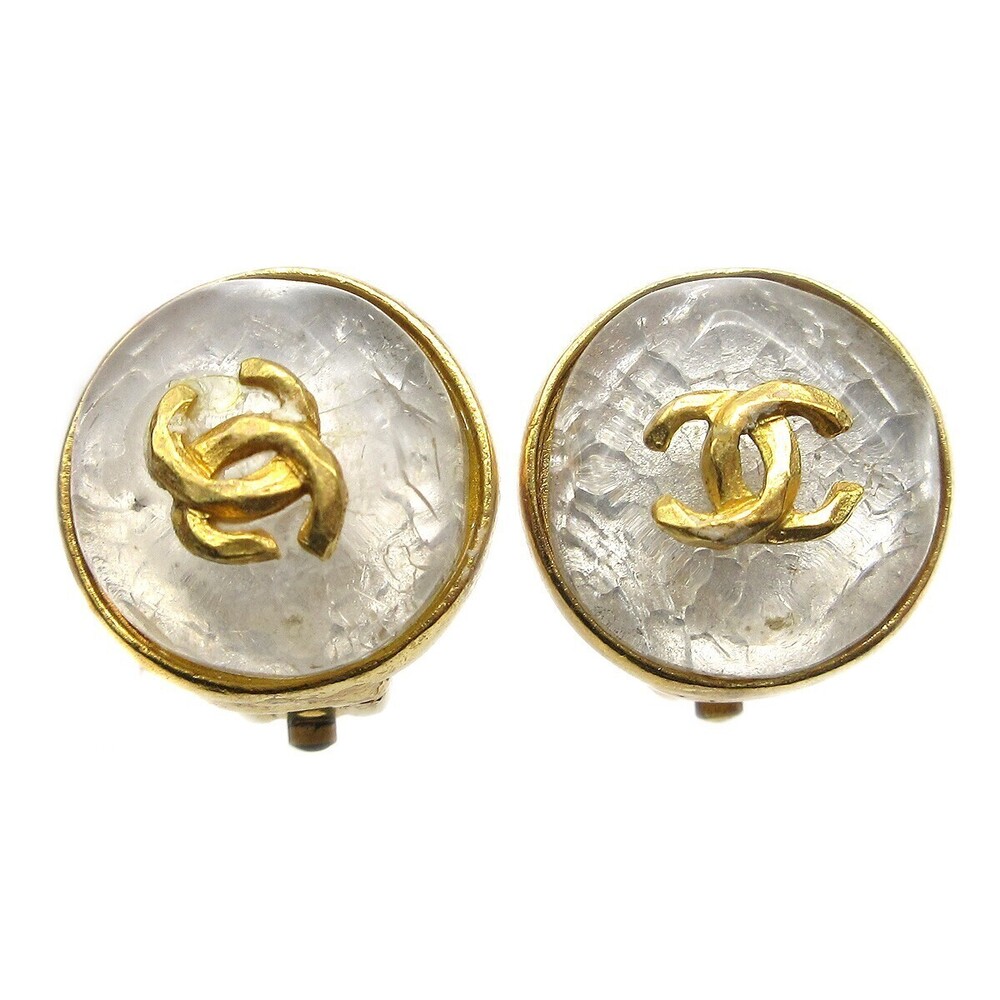 Chanel Vintage CC Round Button Clip-On Metal